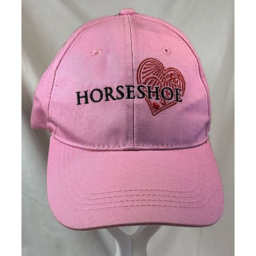 Vintage Horseshoe Casino Adjustable Pink Heart Cap EUC
